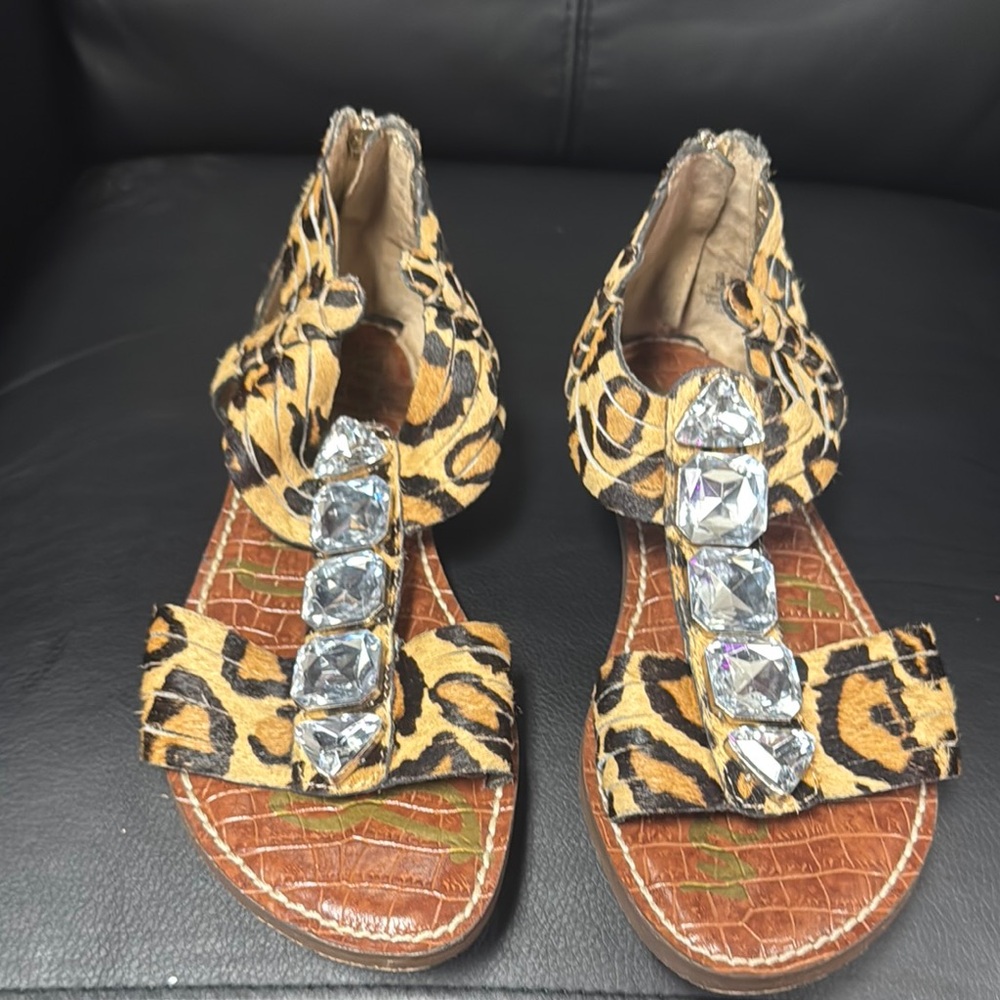 Sam Edelman Cheetah Jeweled Sandals Sz 7